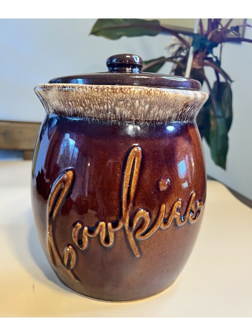 Hull Pottery Vintage Brown Drip Glaze Cookie Jar USA Canister / Lid MCM VG Cond